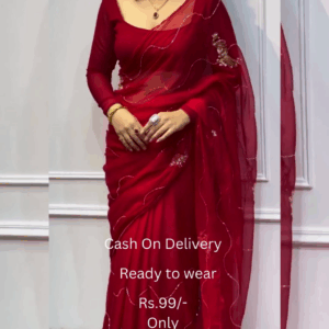 Women’s Pure Georgett Ready To Wear Saree With Fancy Blouse