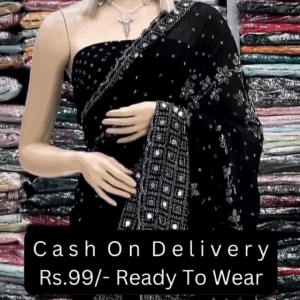 New Stylist Heavy Embroidered Party & Festive Wedding Wear Black Saree For Women